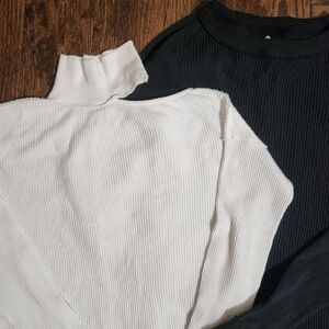 We the Free | Lot of 2 | Waffle Knit Long-sleeve shirts White Black size XS